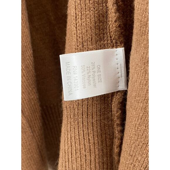 COCO+CARMEN Women's Brown Rib Knit Open-Front Short Sleeve Cardigan SZ OS - Picture 8 of 10